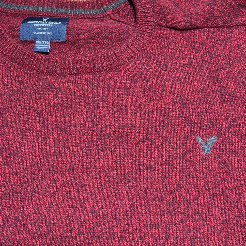 American Eagle Mens XXL Burgundy Marl Cotton Wool Blend Crewneck Sweater